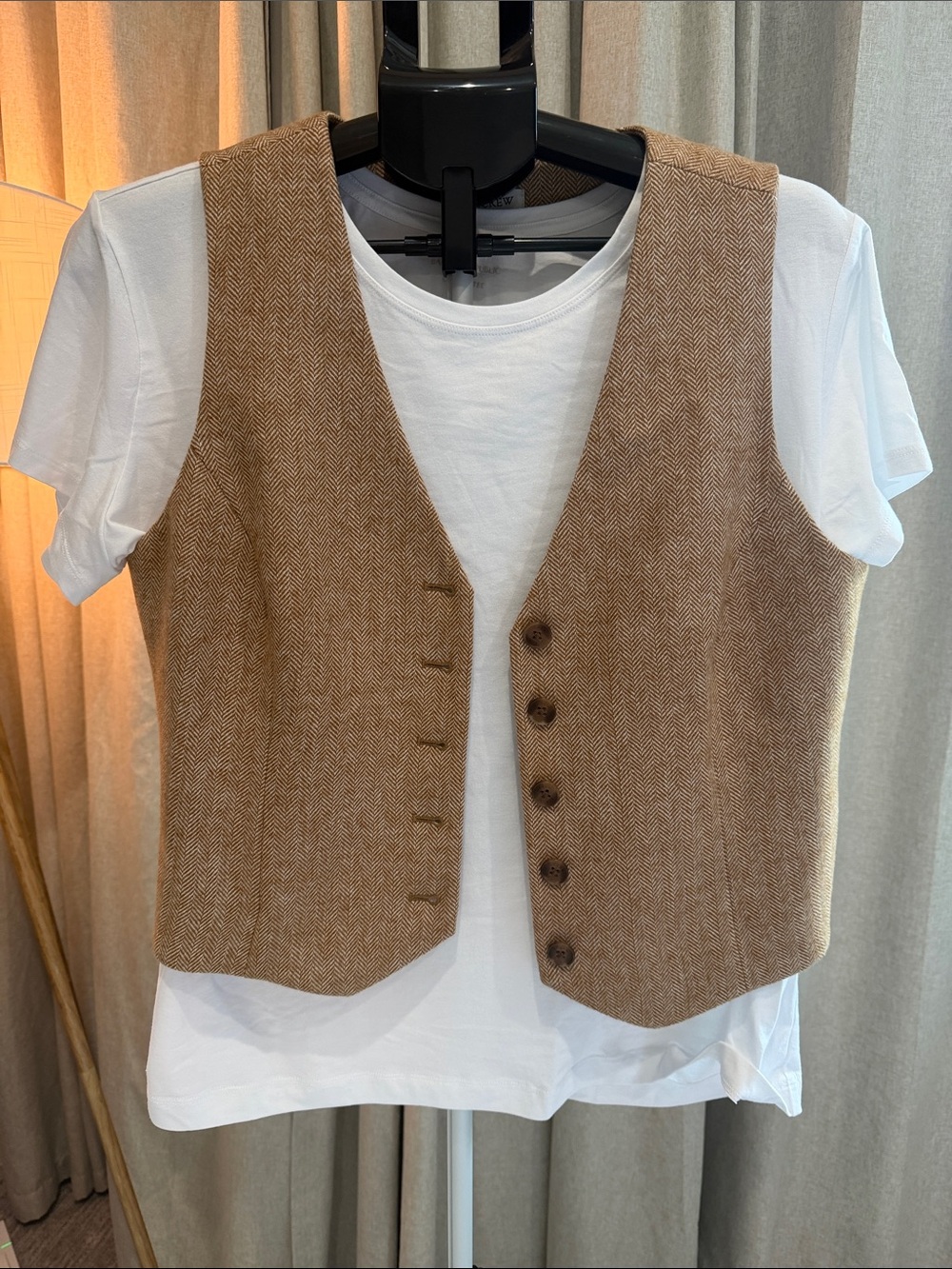 J. Crew Brown Herringbone Wool Blend Vest
